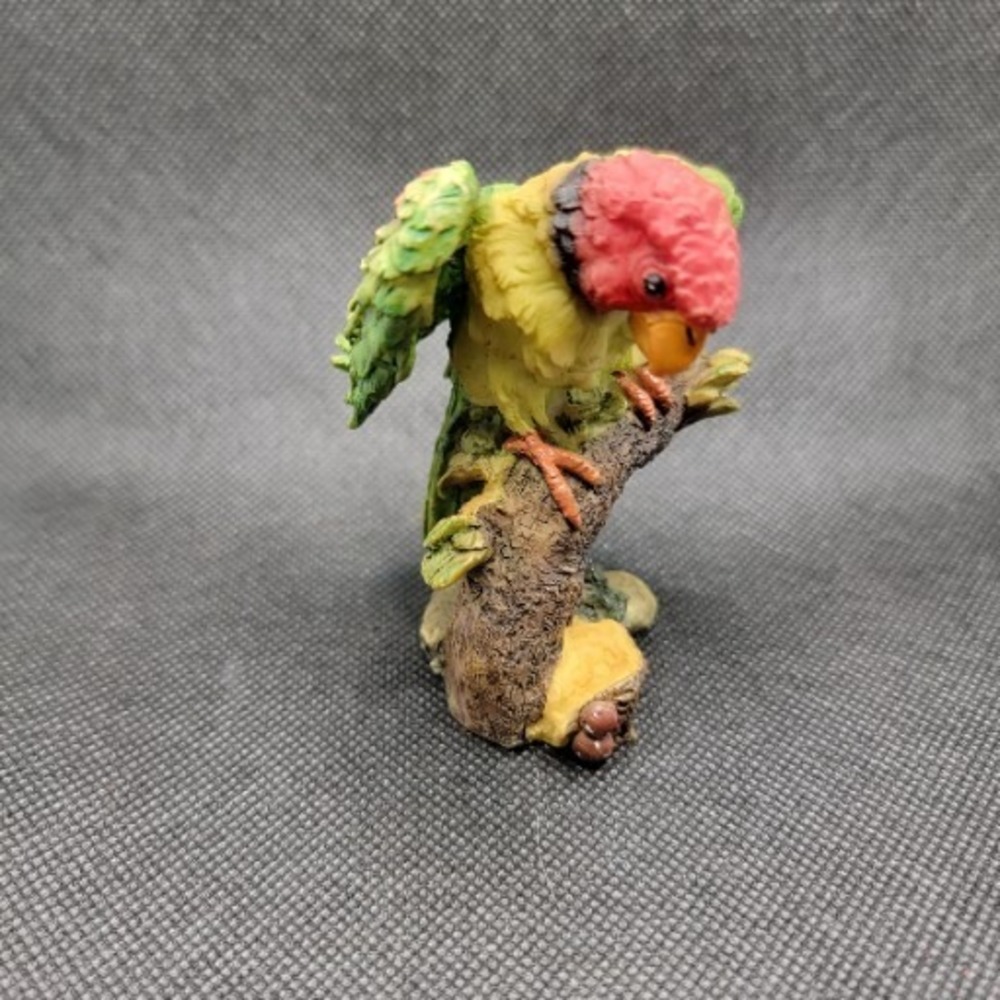 Vintage Miniature Tropical Parrots Red Head And Yellow And Green Body As Is
